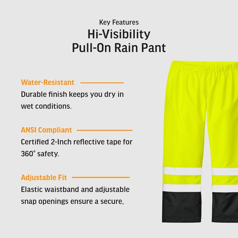 Cornerstone Unisex ANSI Class E Pull-On Rain Pant | Lightweight Reflective Work Pants for Men & Women, Fully Seam Sealed - Image 5